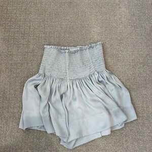 Smocked Strapless Ruffle Mini Skort - Light Blue